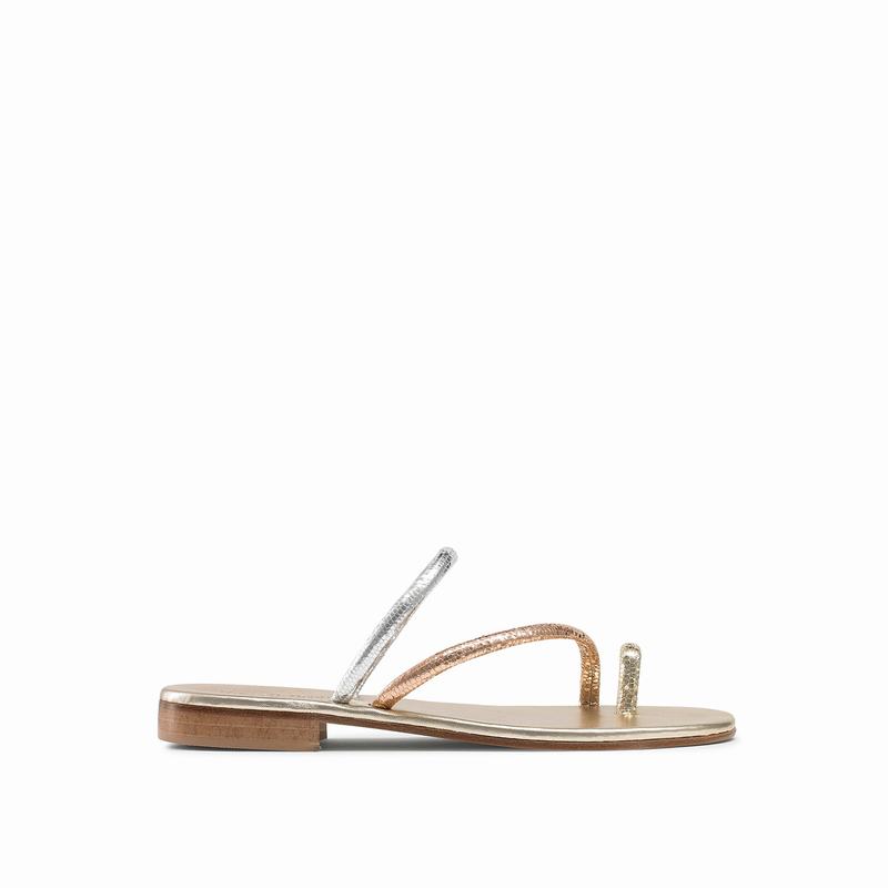 Russell & Bromley Quartz Toe Loop Sandals Women's Metallic [AWN9596CC]